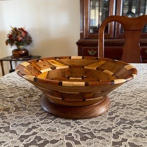 Hand turned wooden bowl made w/ 5 types of wood
